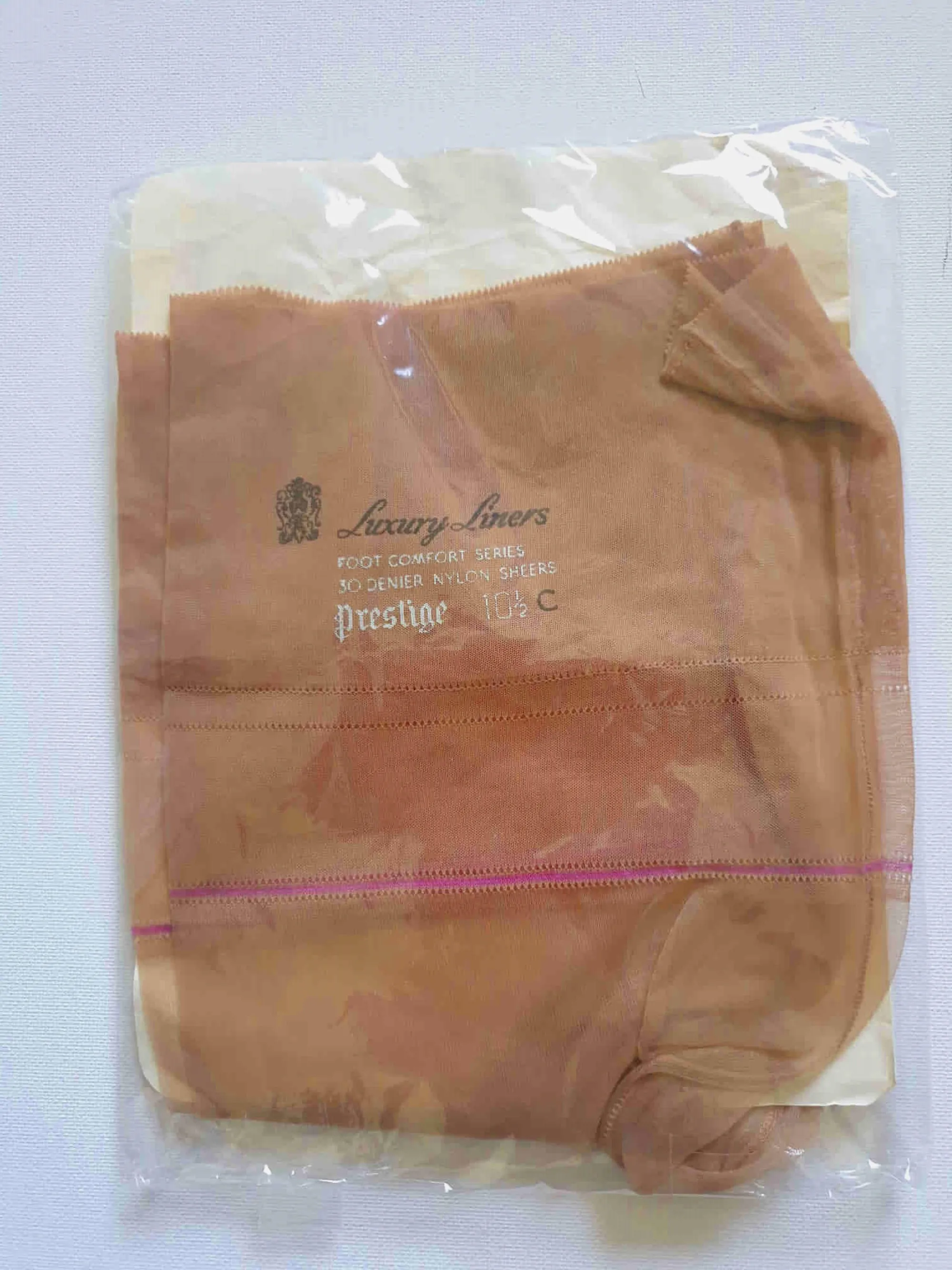 1960s Seamed Tan Stockings by Prestige - L