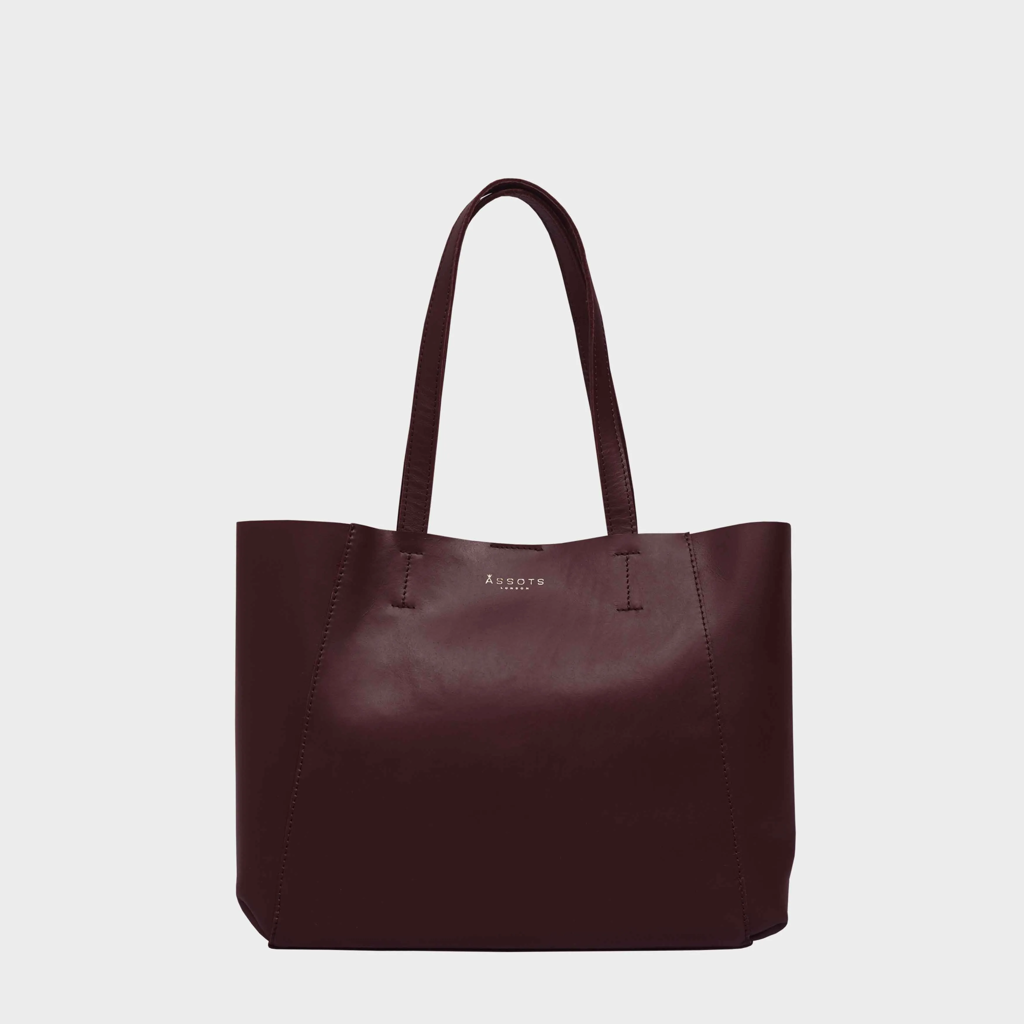 'ADELA' Burgundy Smooth Real Leather Unlined Designer Tote Bag