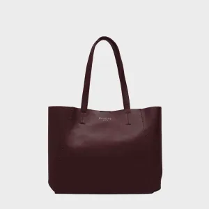 'ADELA' Burgundy Smooth Real Leather Unlined Designer Tote Bag