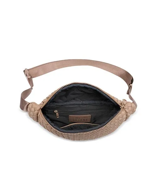 Aim High Medium Sol & Selene Woven Neoprene Belt Bag in Tan/Beige