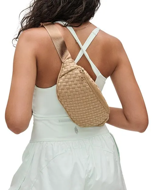 Aim High Medium Sol & Selene Woven Neoprene Belt Bag in Tan/Beige