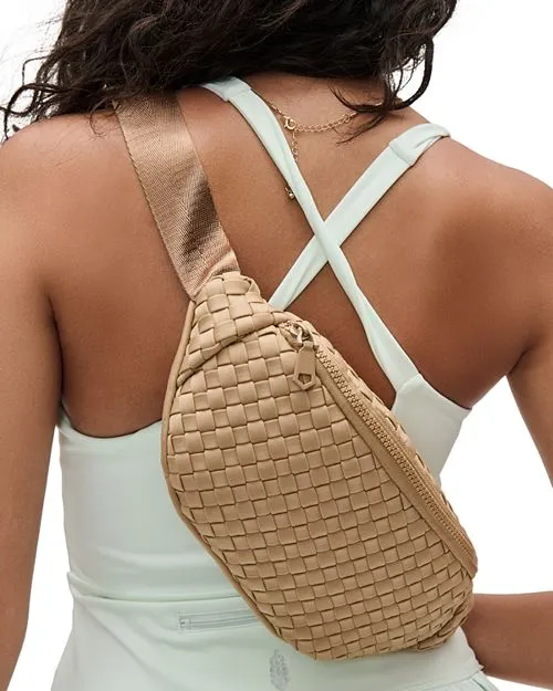 Aim High Medium Sol & Selene Woven Neoprene Belt Bag in Tan/Beige
