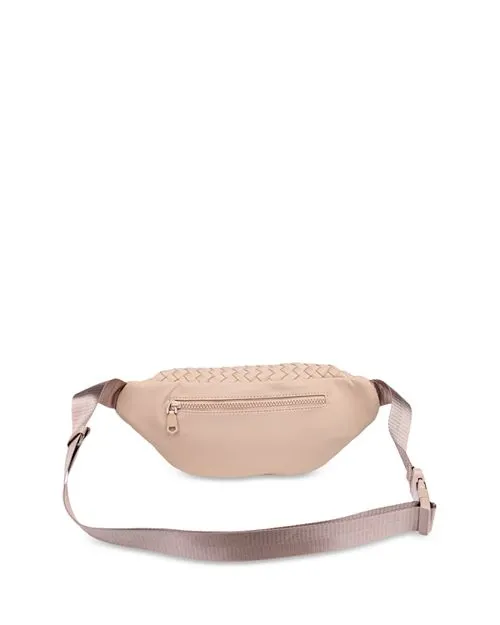 Aim High Medium Sol & Selene Woven Neoprene Belt Bag in Tan/Beige