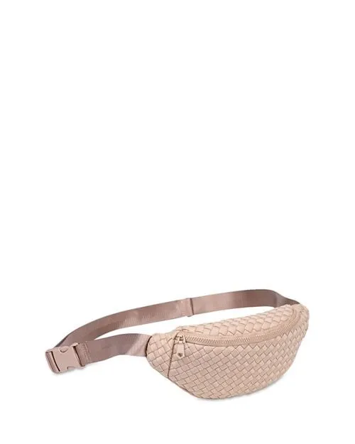 Aim High Medium Sol & Selene Woven Neoprene Belt Bag in Tan/Beige