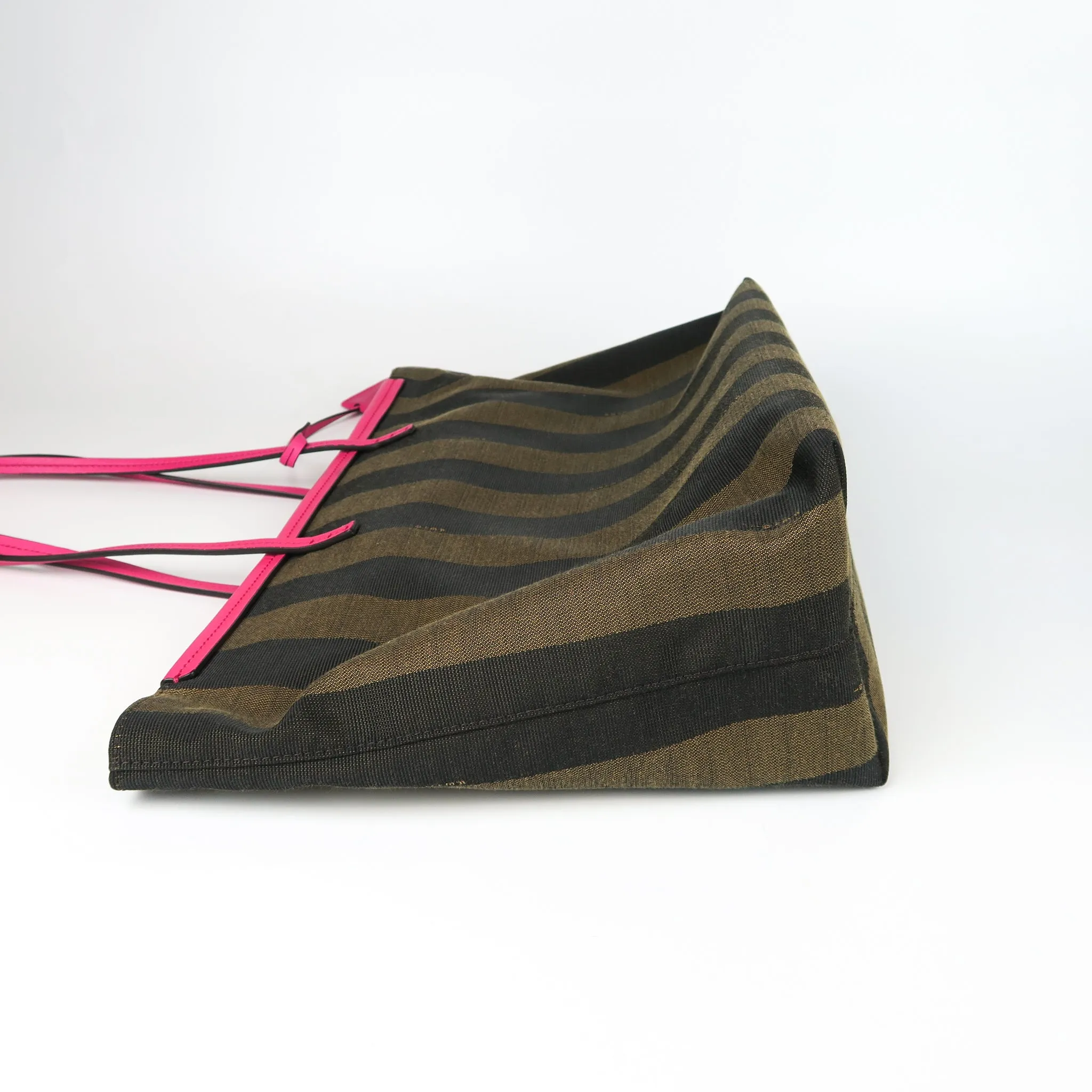 Amarena Leather Tobacco Pequin Striped Canvas