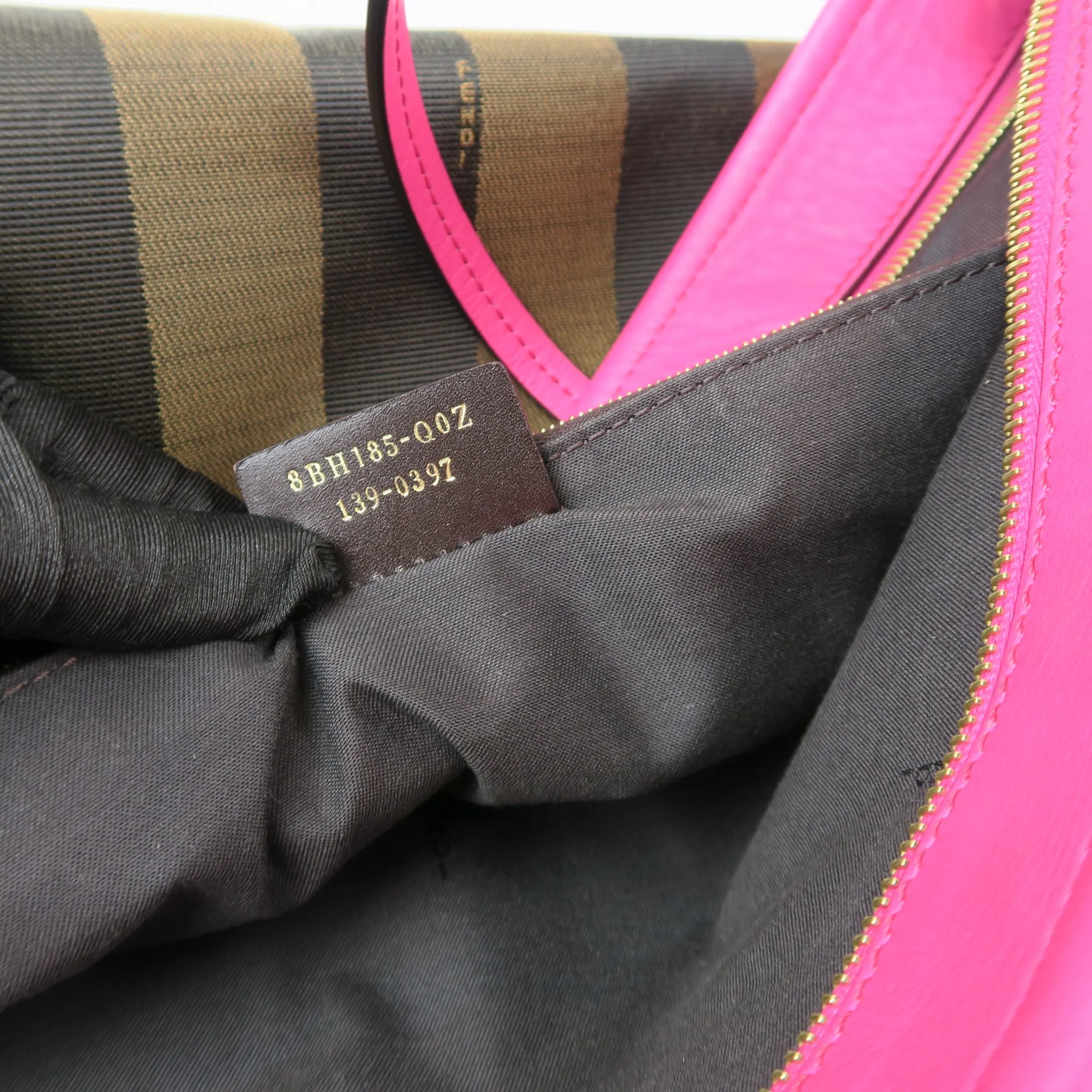 Amarena Leather Tobacco Pequin Striped Canvas