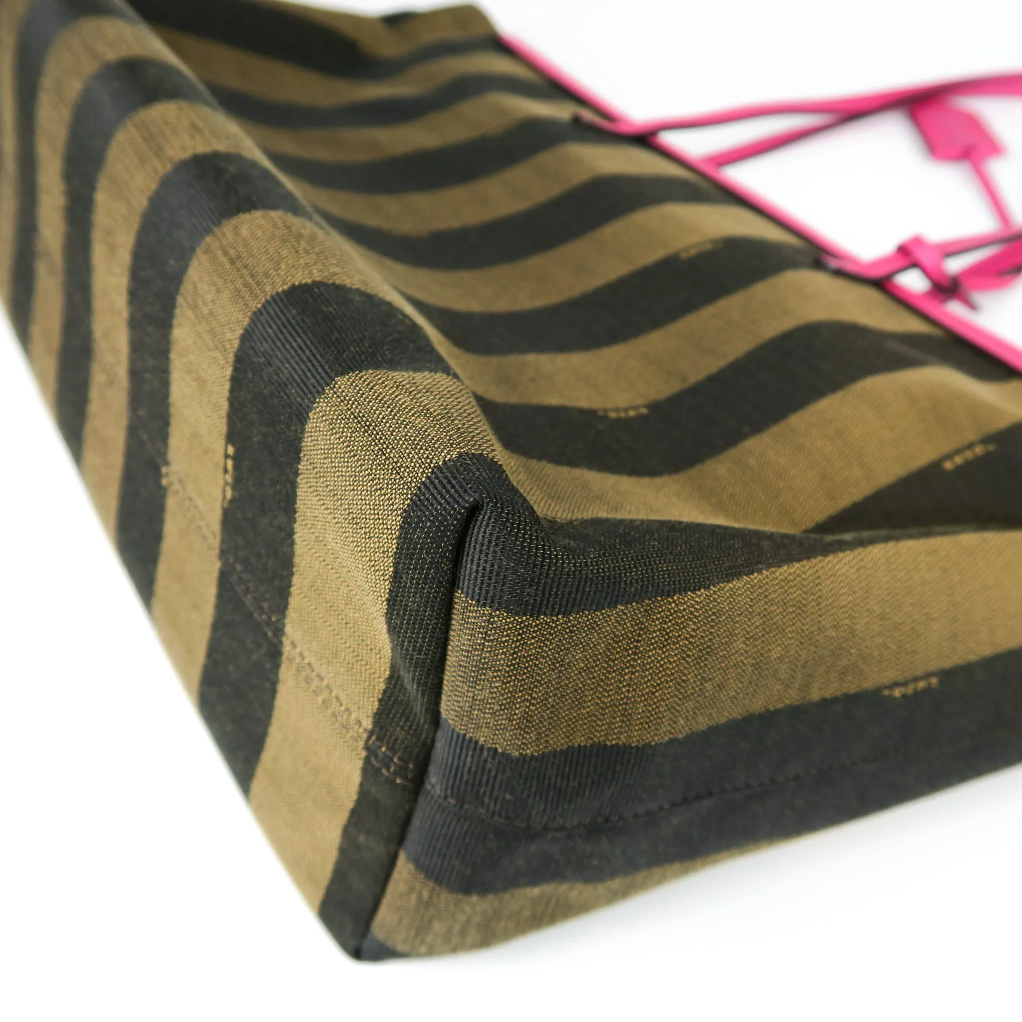Amarena Leather Tobacco Pequin Striped Canvas