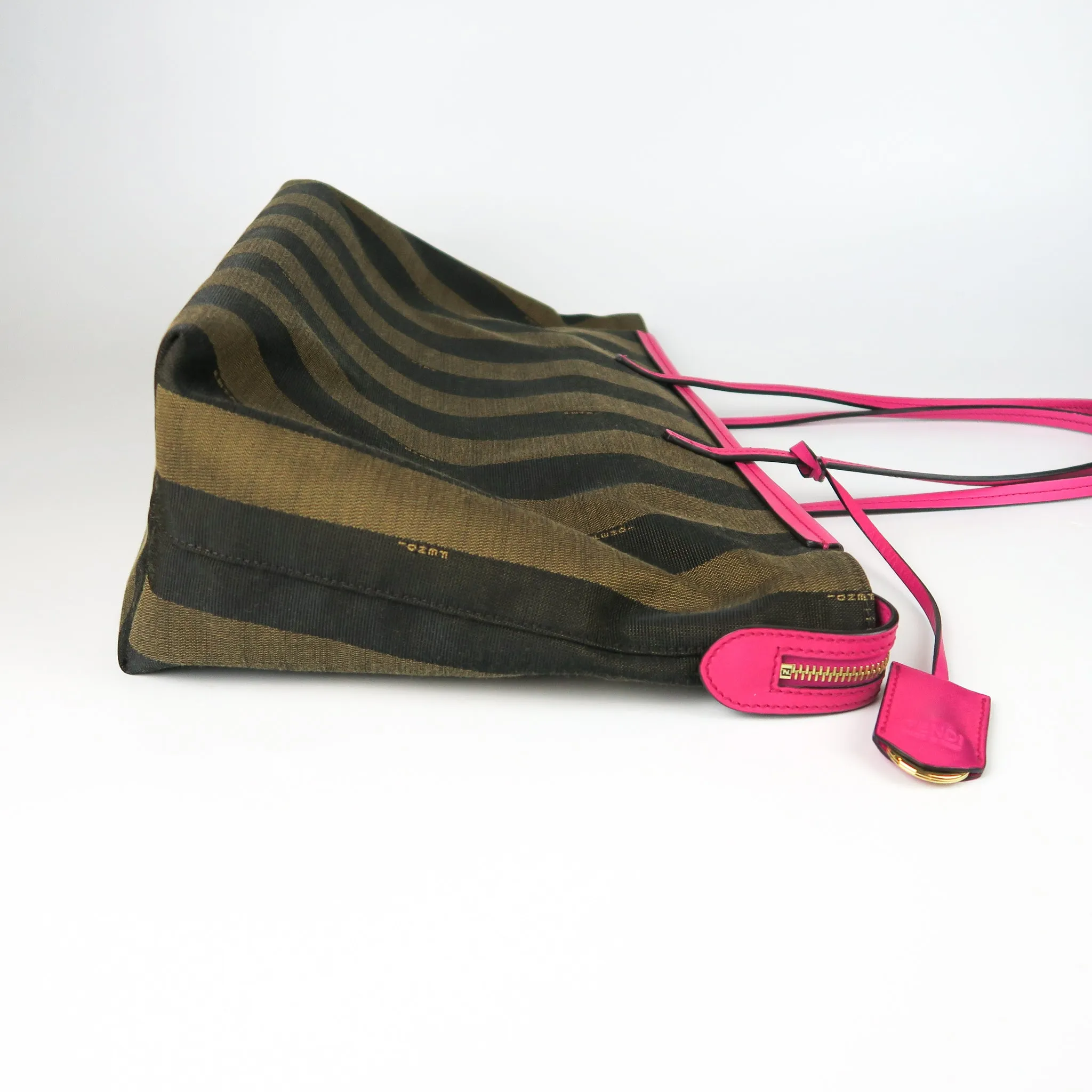 Amarena Leather Tobacco Pequin Striped Canvas