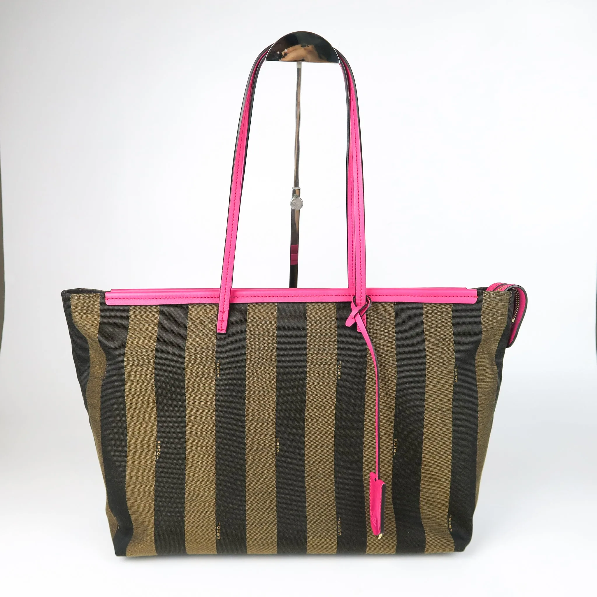 Amarena Leather Tobacco Pequin Striped Canvas