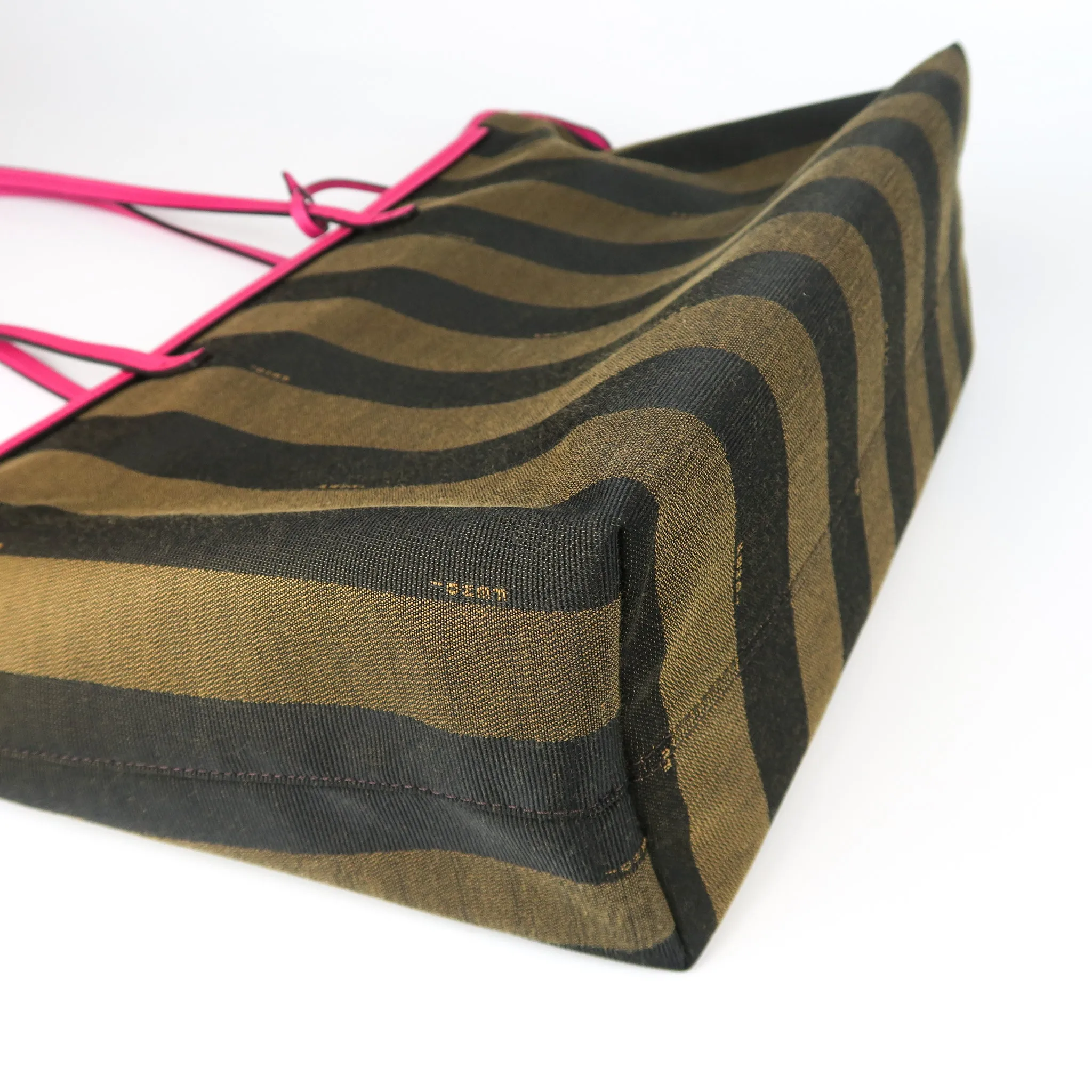 Amarena Leather Tobacco Pequin Striped Canvas