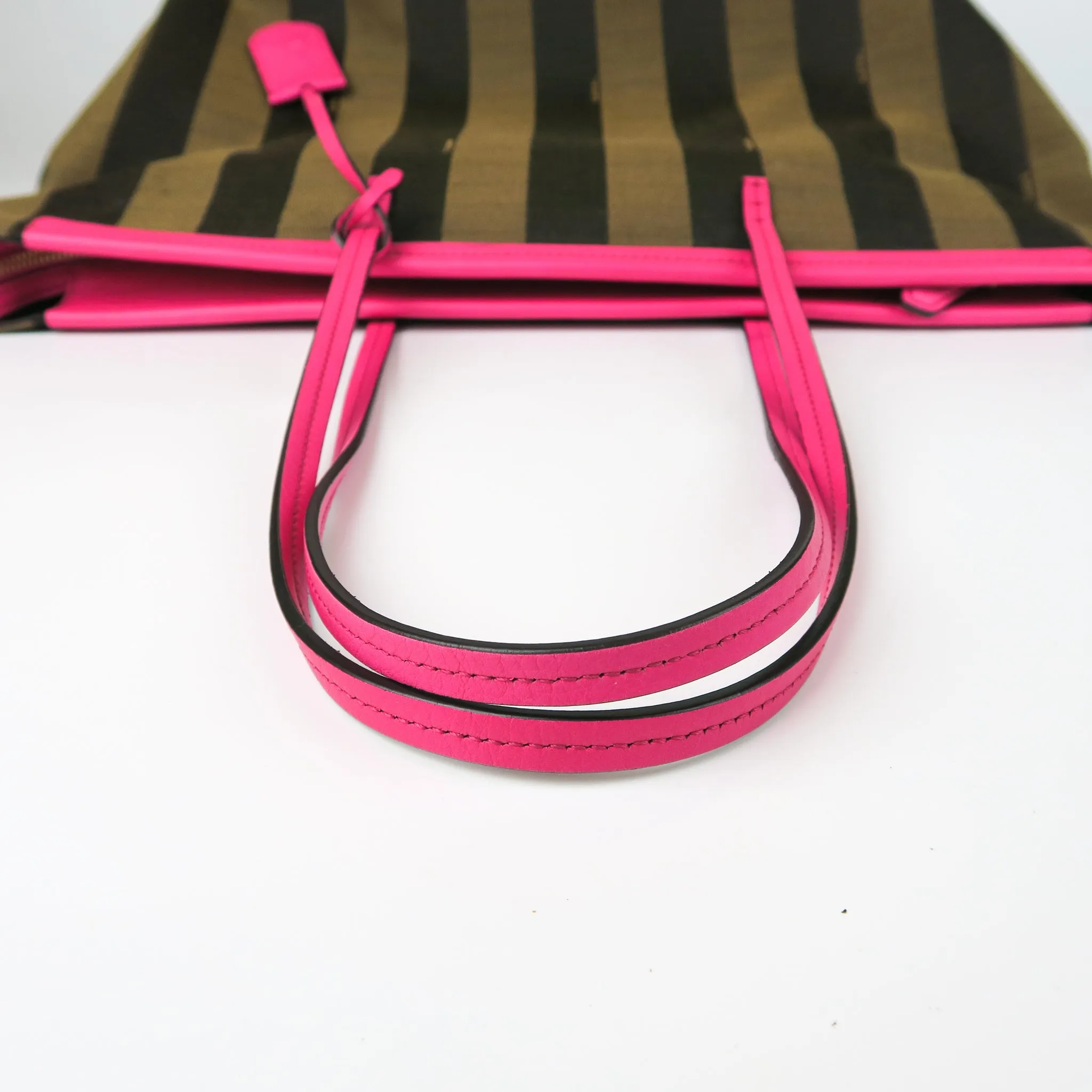 Amarena Leather Tobacco Pequin Striped Canvas