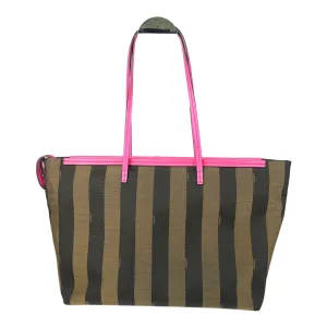 Amarena Leather Tobacco Pequin Striped Canvas