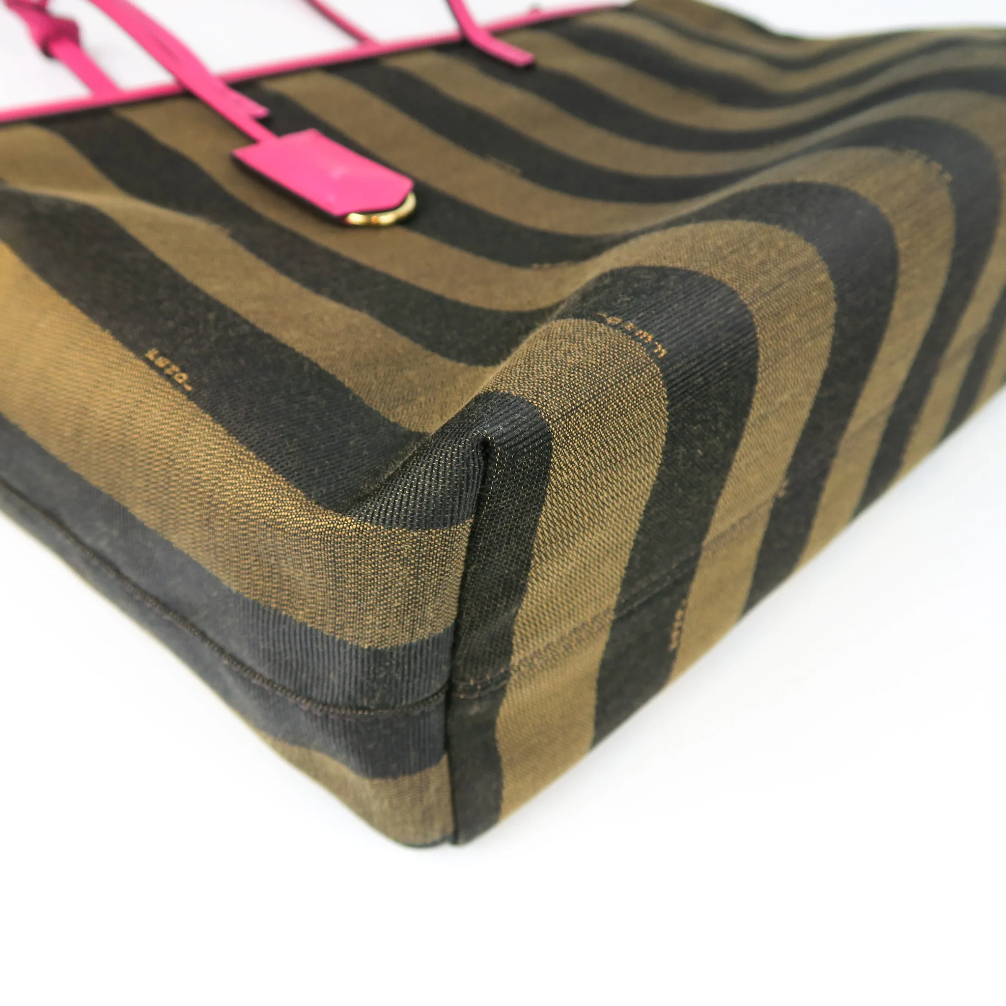 Amarena Leather Tobacco Pequin Striped Canvas