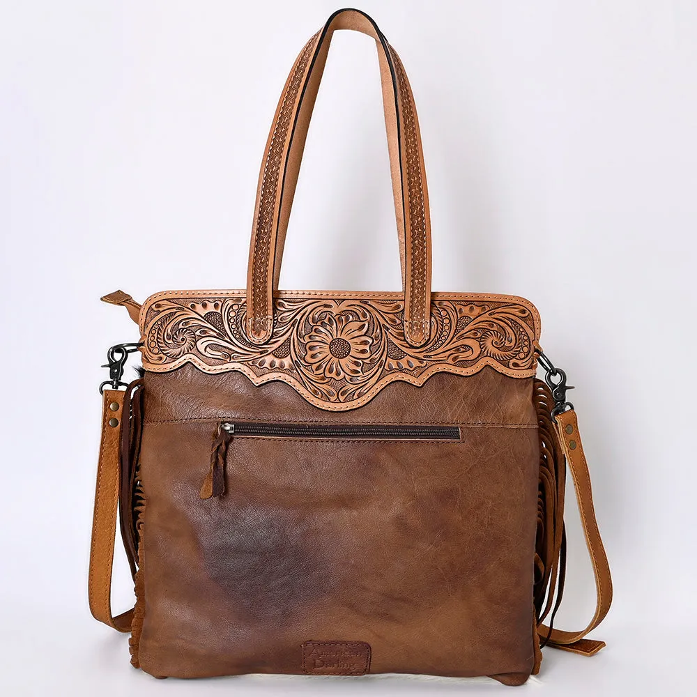 American Darling ADBG937 Tote Hand Tooled Hair-On Genuine Leather Women Bag Western Handbag Purse