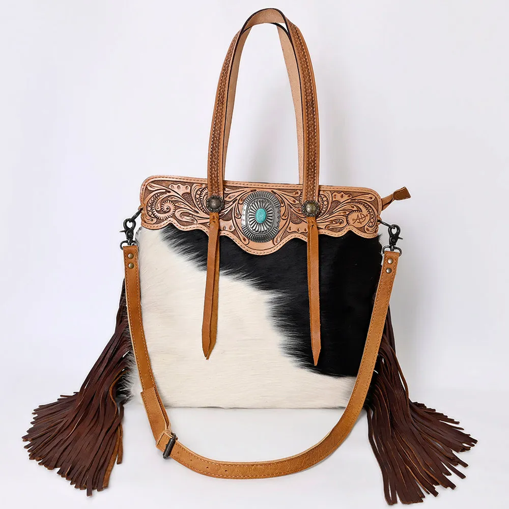 American Darling ADBG937 Tote Hand Tooled Hair-On Genuine Leather Women Bag Western Handbag Purse