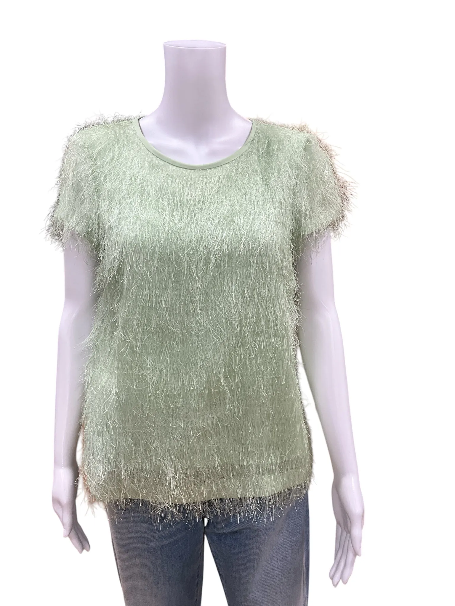 Ann Taylor Lime Fuzzy Top Size 6 Petite