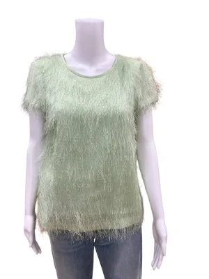 Ann Taylor Lime Fuzzy Top Size 6 Petite