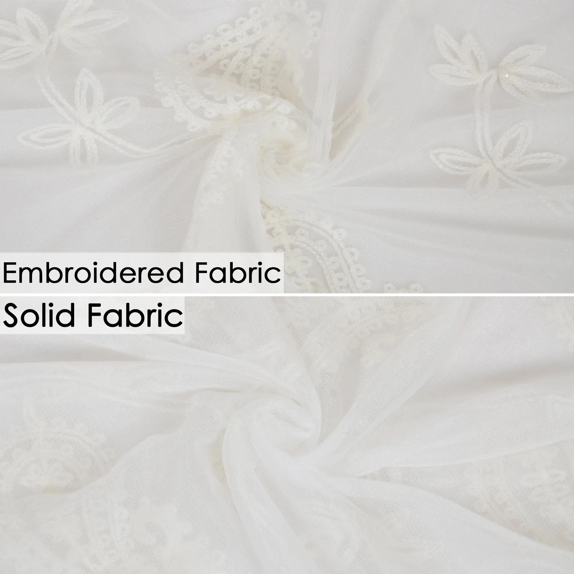 Anna-Kaci Women's Embroidered Floral Lace Scarf Solid Double Layered Faux Pearls Long Wrap Scarf