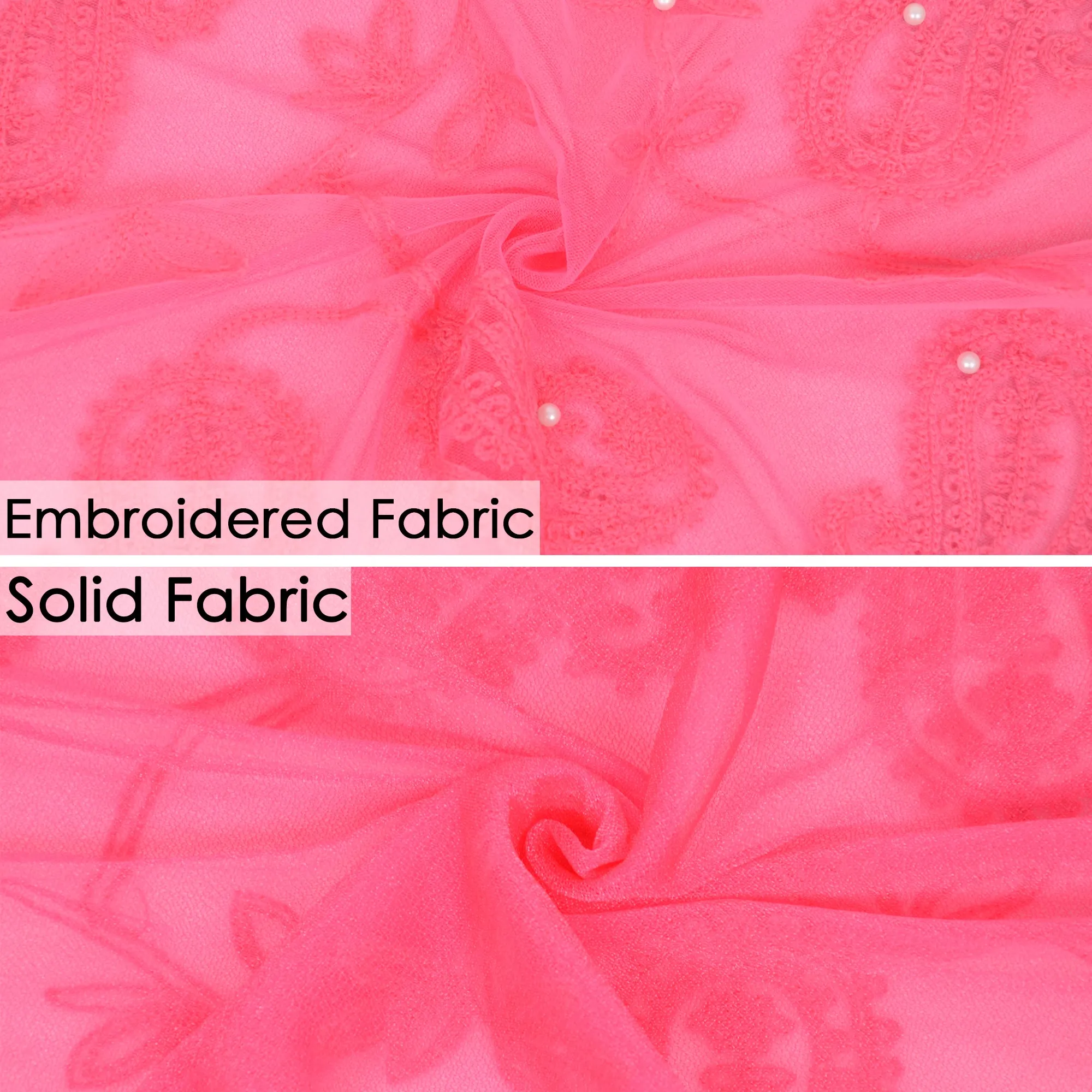 Anna-Kaci Women's Embroidered Floral Lace Scarf Solid Double Layered Faux Pearls Long Wrap Scarf