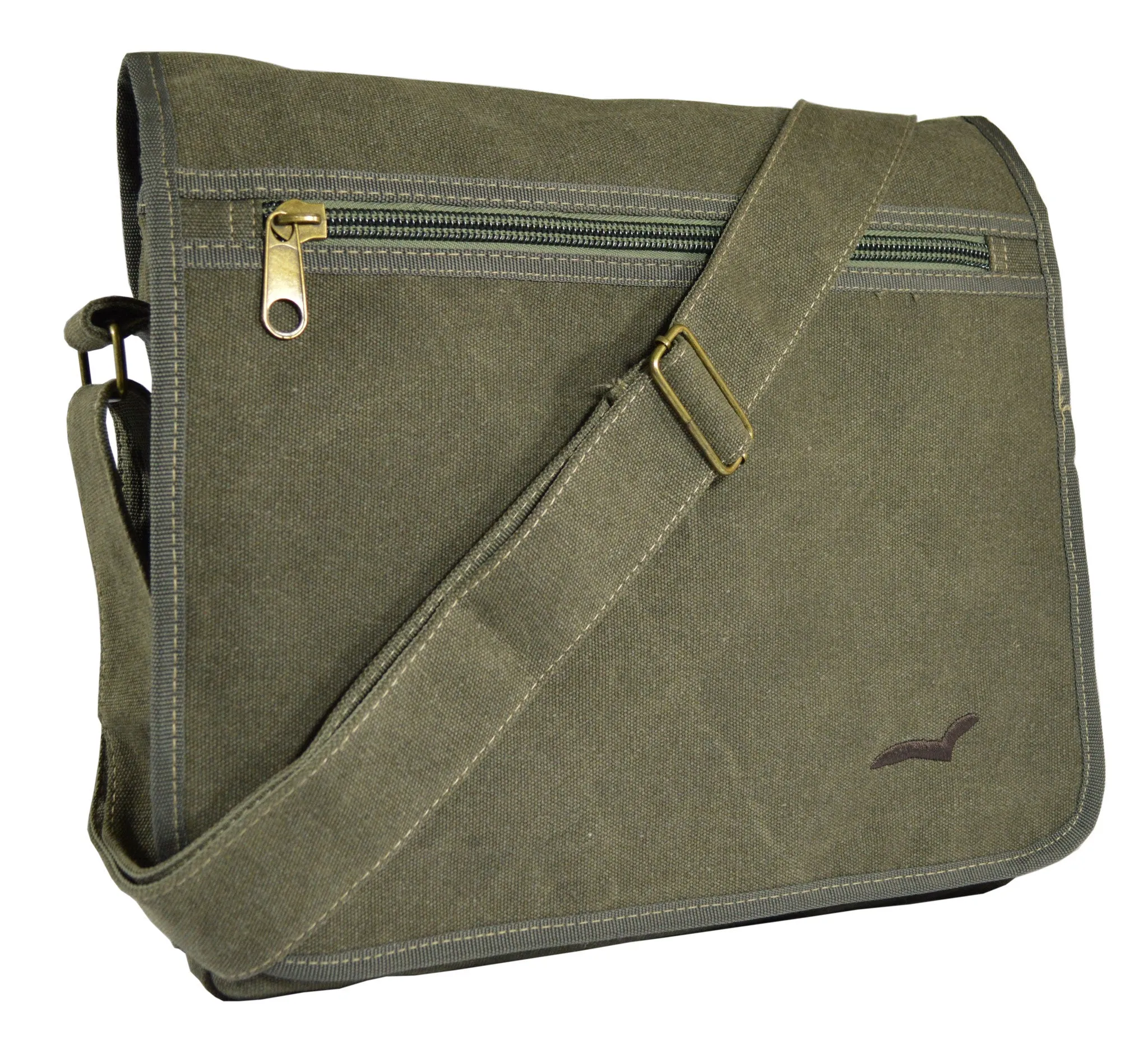 Army Green Canvas Heavyweight Messenger Bag
