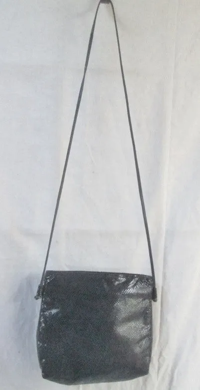 BAGS BY PINKY USA Pebbled PYTHON Leather Hobo Shoulder Bag BLUE NAVY