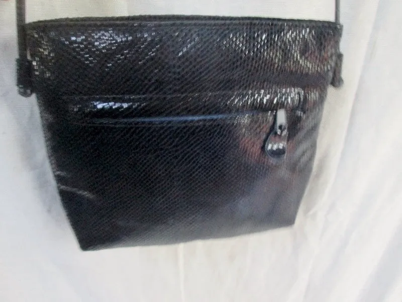 BAGS BY PINKY USA Pebbled PYTHON Leather Hobo Shoulder Bag BLUE NAVY