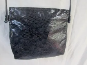 BAGS BY PINKY USA Pebbled PYTHON Leather Hobo Shoulder Bag BLUE NAVY