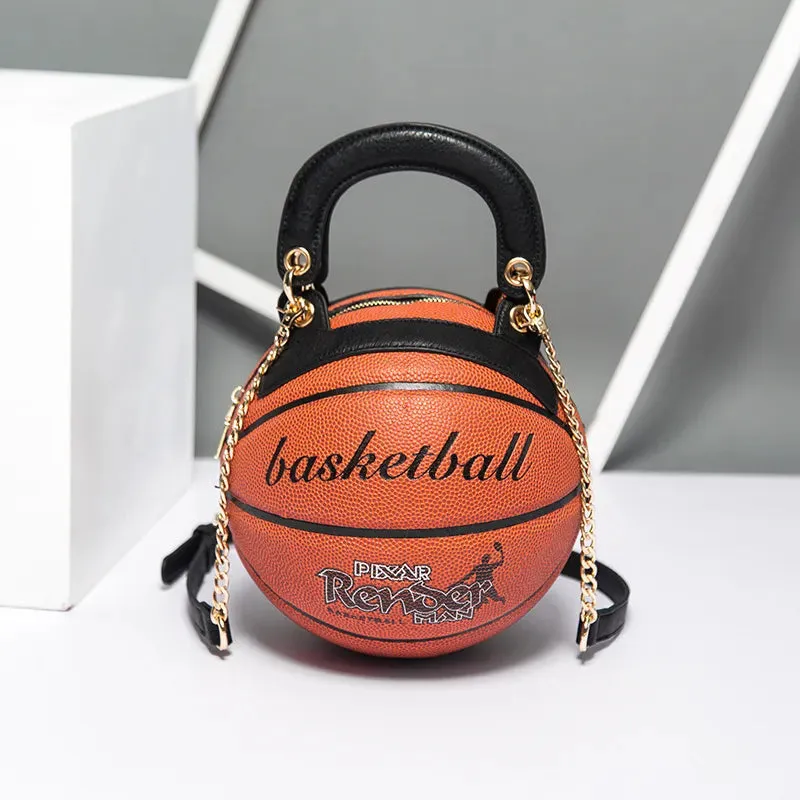 Basketball Shape PU Leather Crossbody Bag