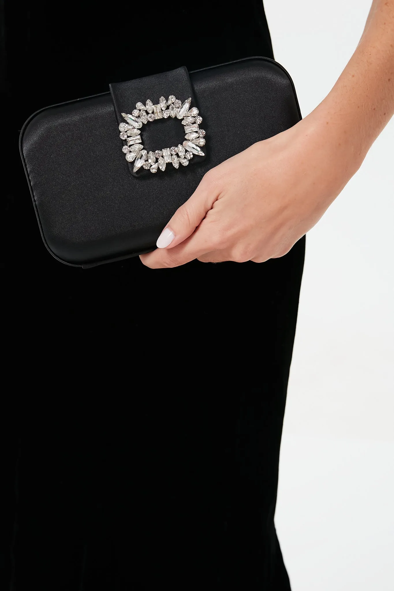 Black Emmy Crystal Trim Clutch