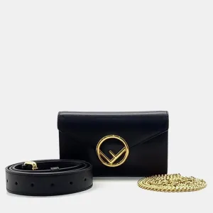 Black Leather Kan I Belt Bag