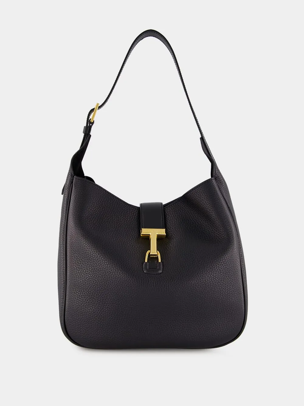 Black Leather Monarch Medium Hobo Bag