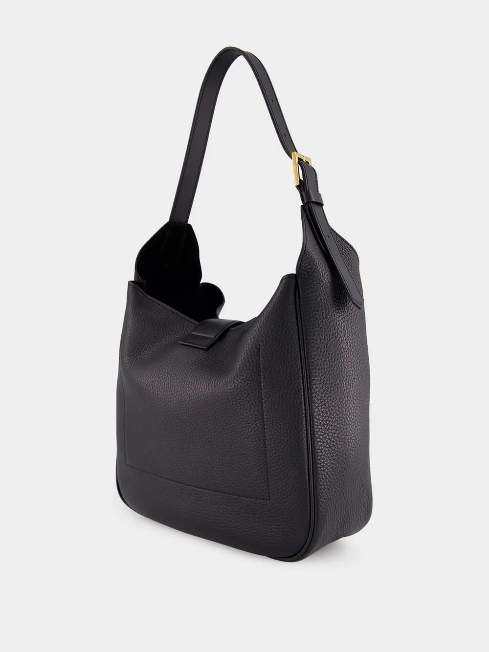 Black Leather Monarch Medium Hobo Bag