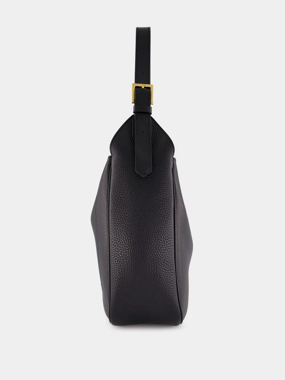 Black Leather Monarch Medium Hobo Bag