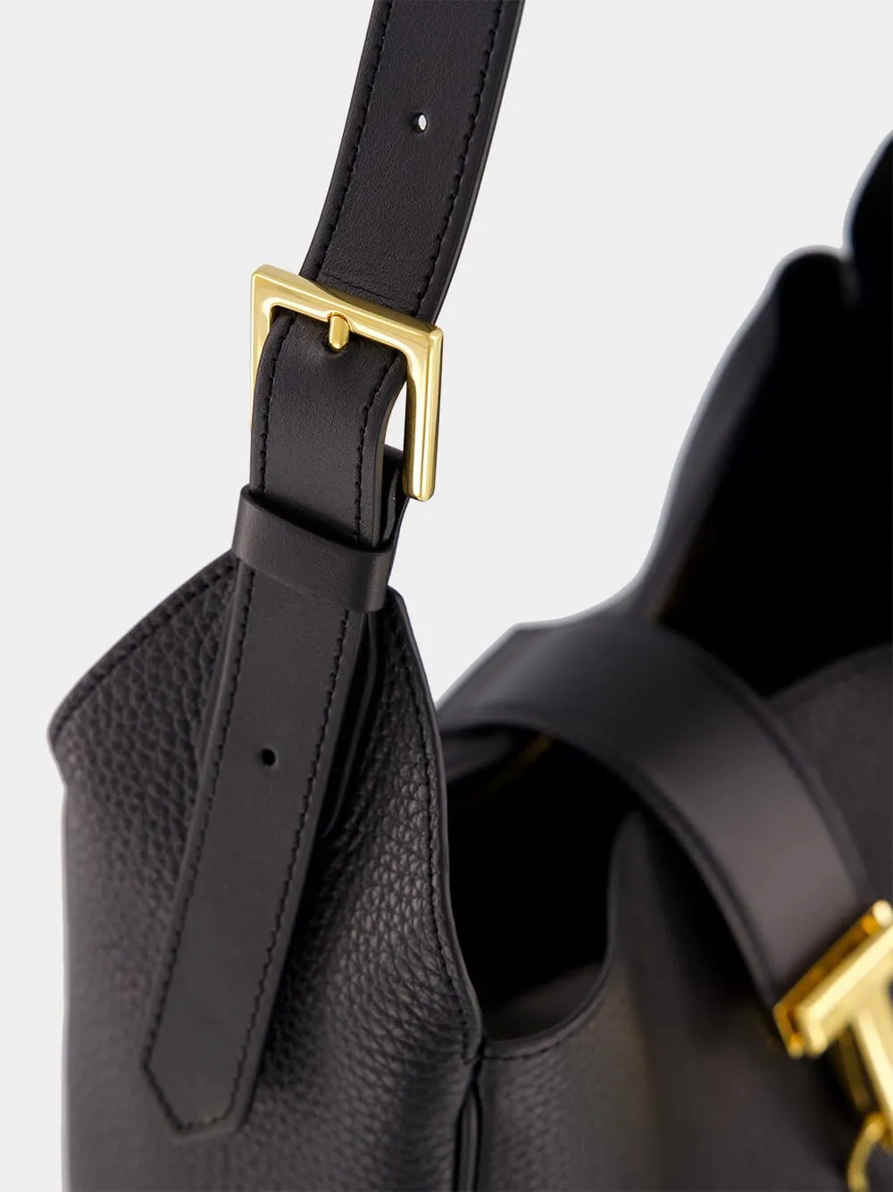 Black Leather Monarch Medium Hobo Bag