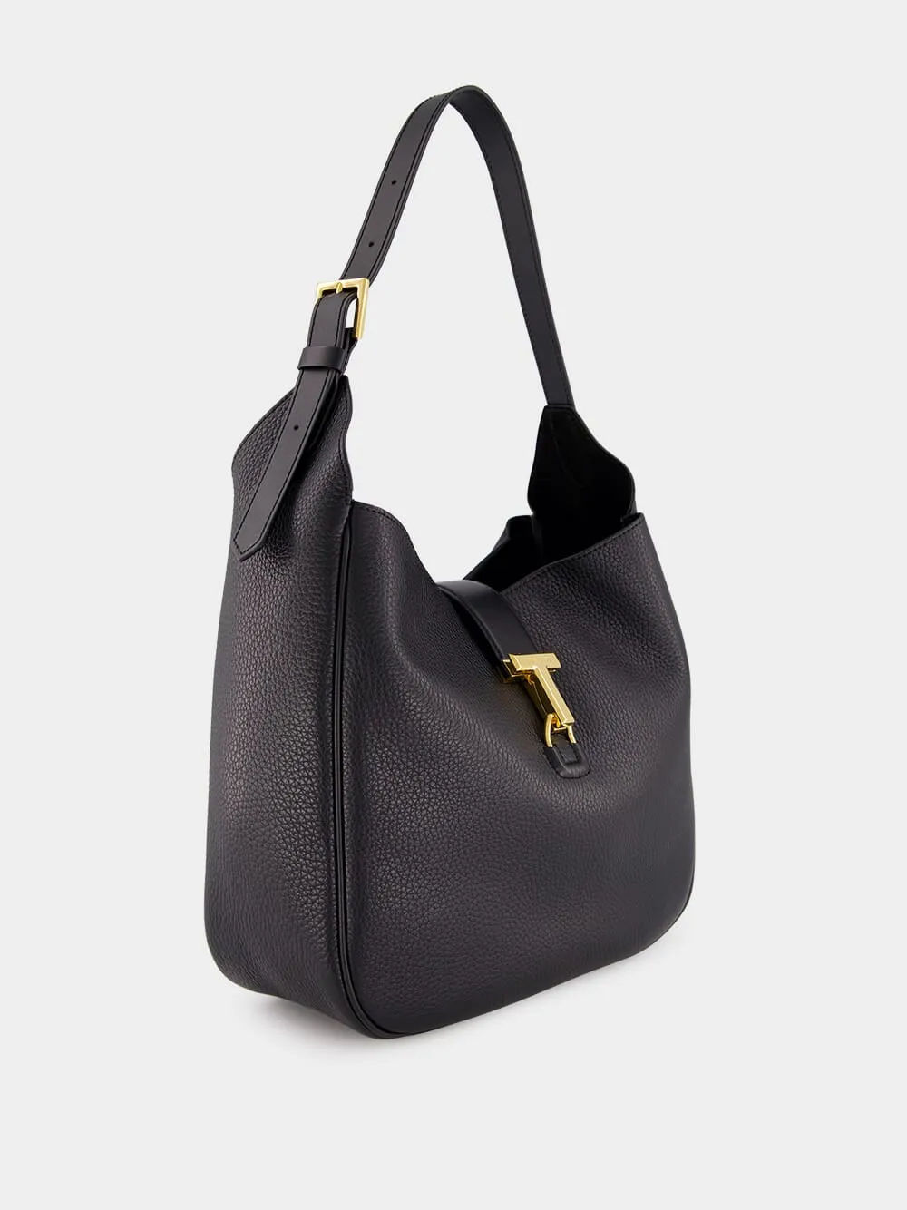 Black Leather Monarch Medium Hobo Bag