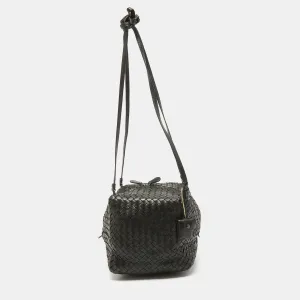 BOTTEGA VENETA Dark Choco Brown Intrecciato Leather Cube Shoulder Bag