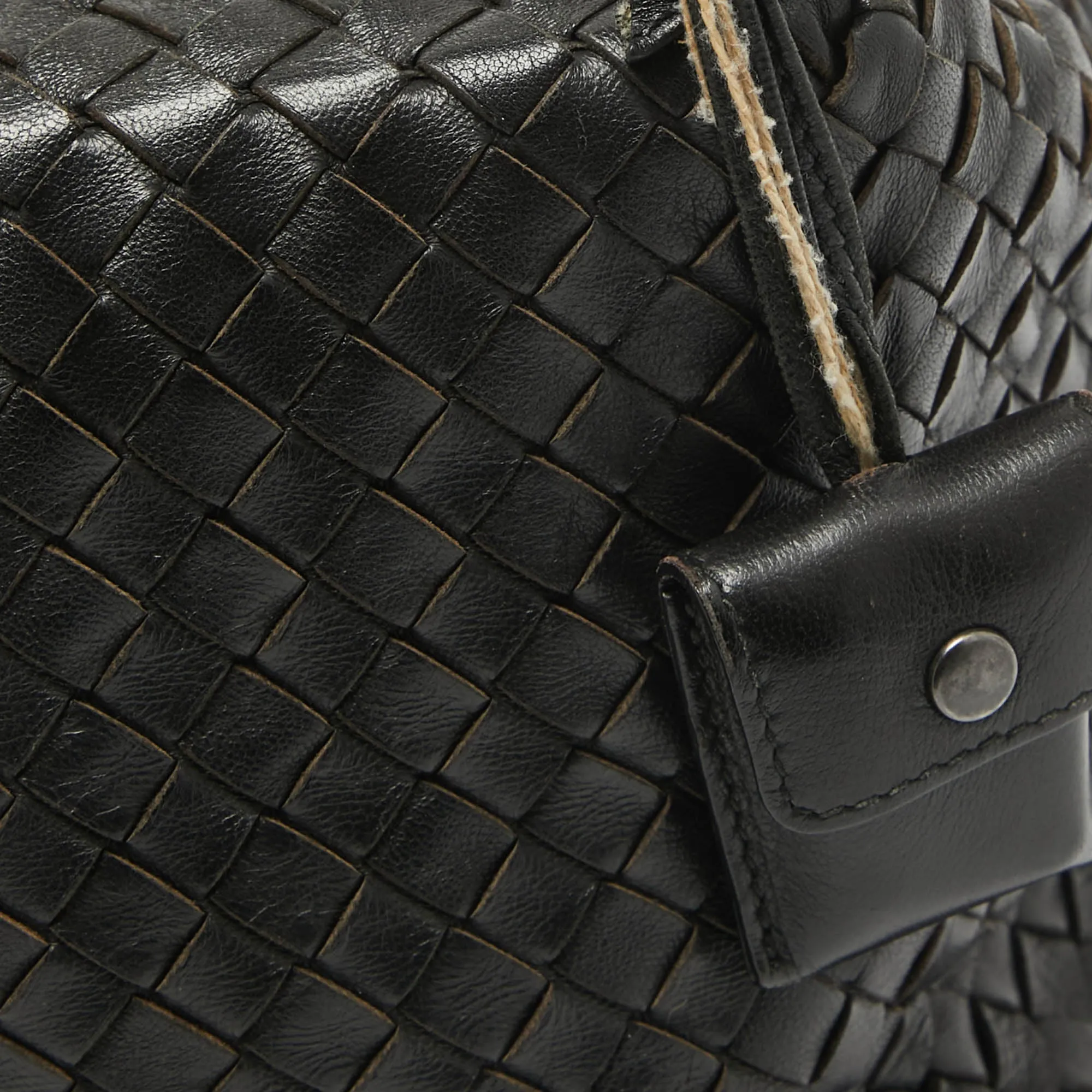 BOTTEGA VENETA Dark Choco Brown Intrecciato Leather Cube Shoulder Bag