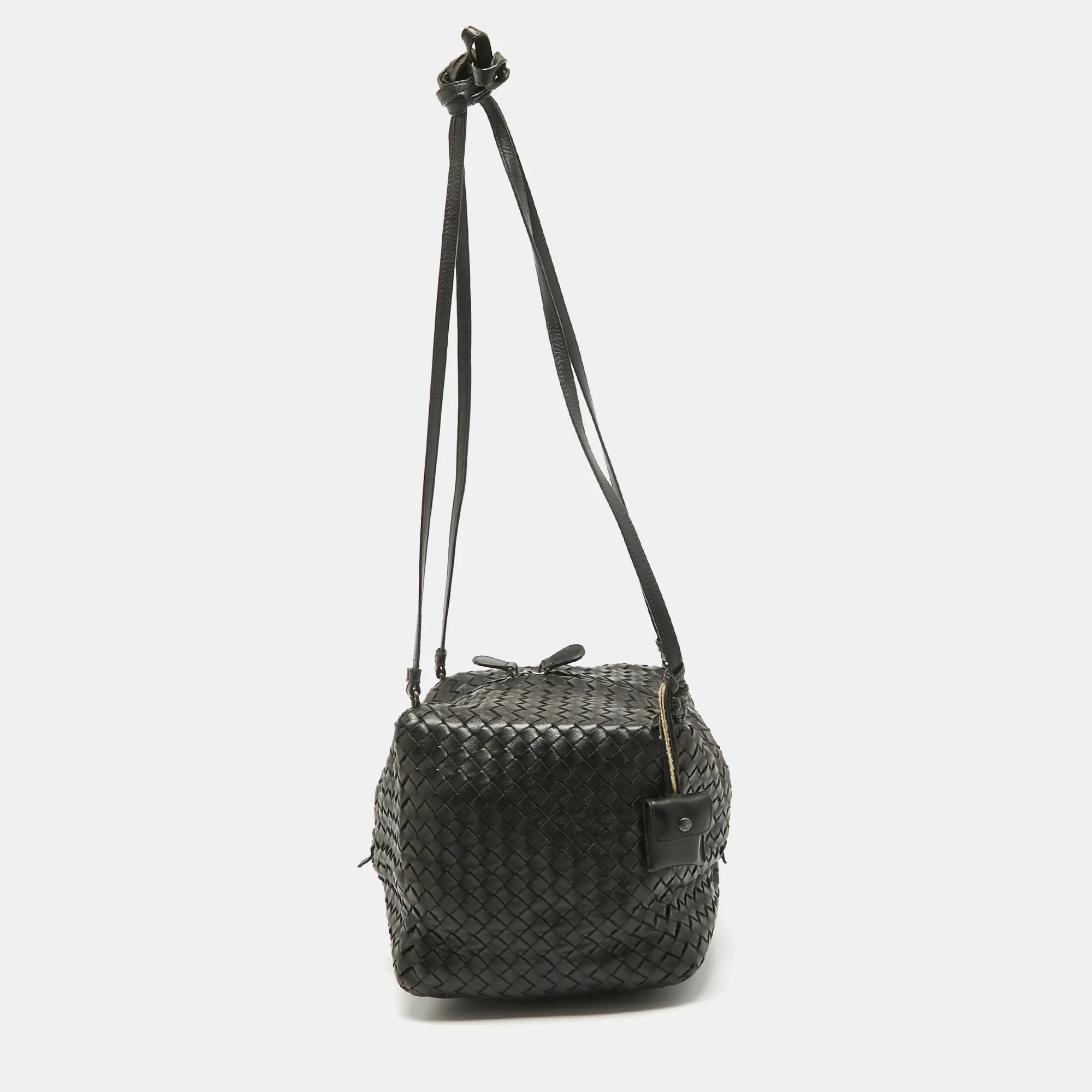 BOTTEGA VENETA Dark Choco Brown Intrecciato Leather Cube Shoulder Bag