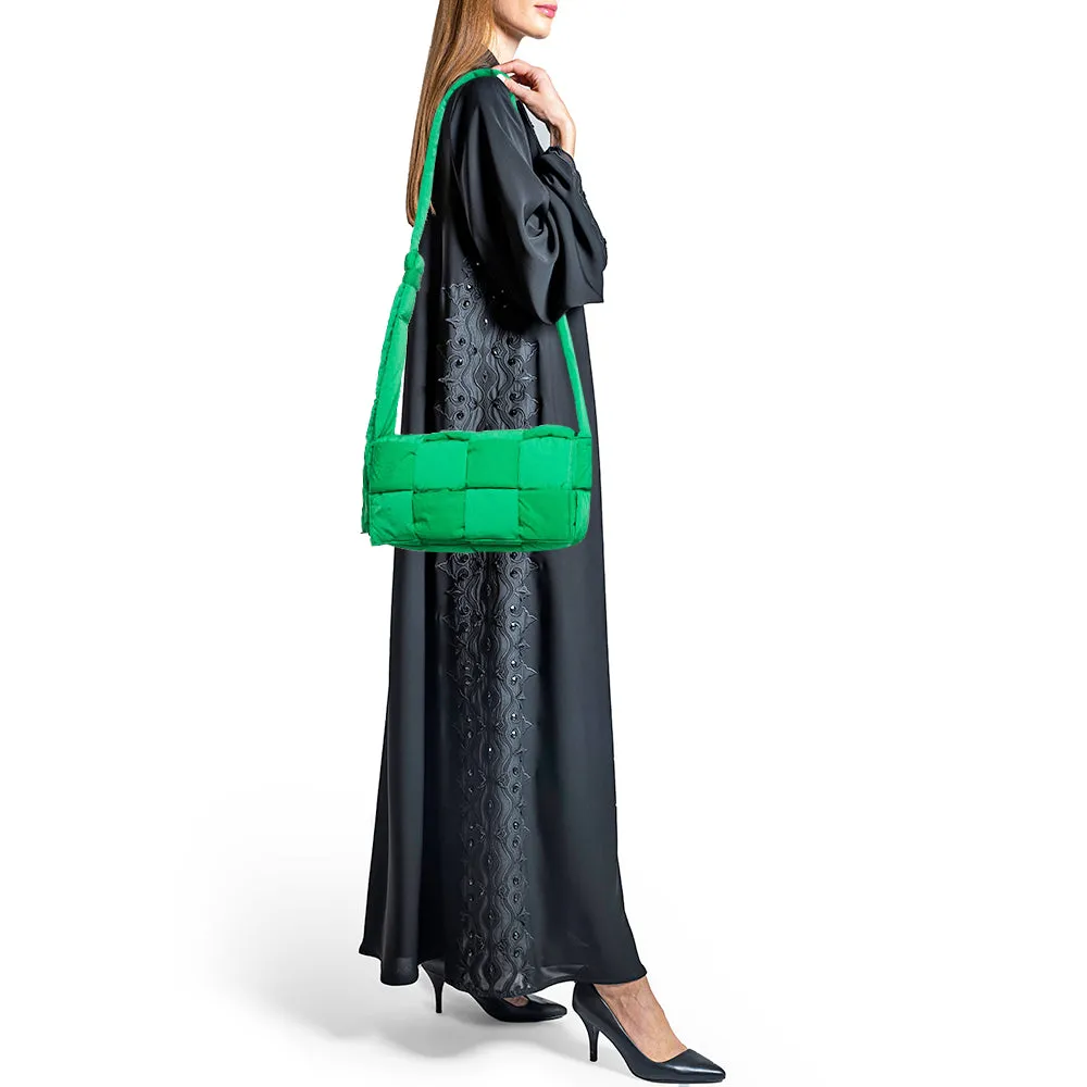 BOTTEGA VENETA Green Intrecciato Fabric Padded Cassette Shoulder Bag
