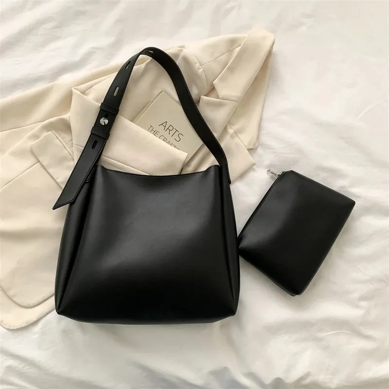 Boutique Fashion Faux Leather Tote Bag Large Capacity Shoulder Side Bag Handbags and Purses