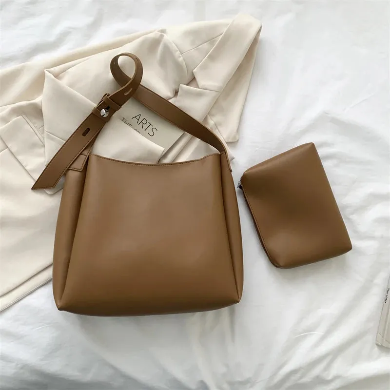 Boutique Fashion Faux Leather Tote Bag Large Capacity Shoulder Side Bag Handbags and Purses