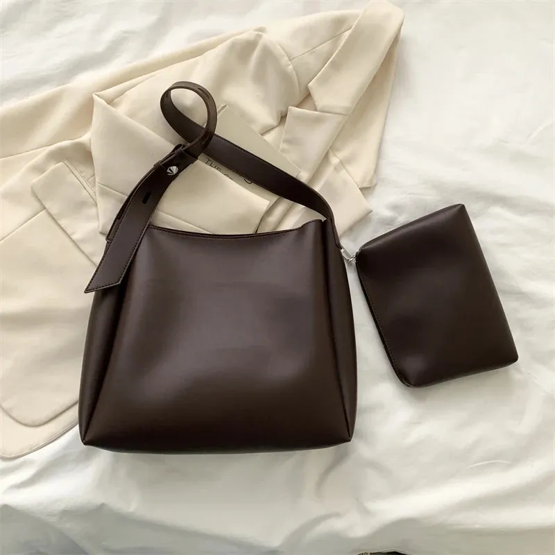 Boutique Fashion Faux Leather Tote Bag Large Capacity Shoulder Side Bag Handbags and Purses