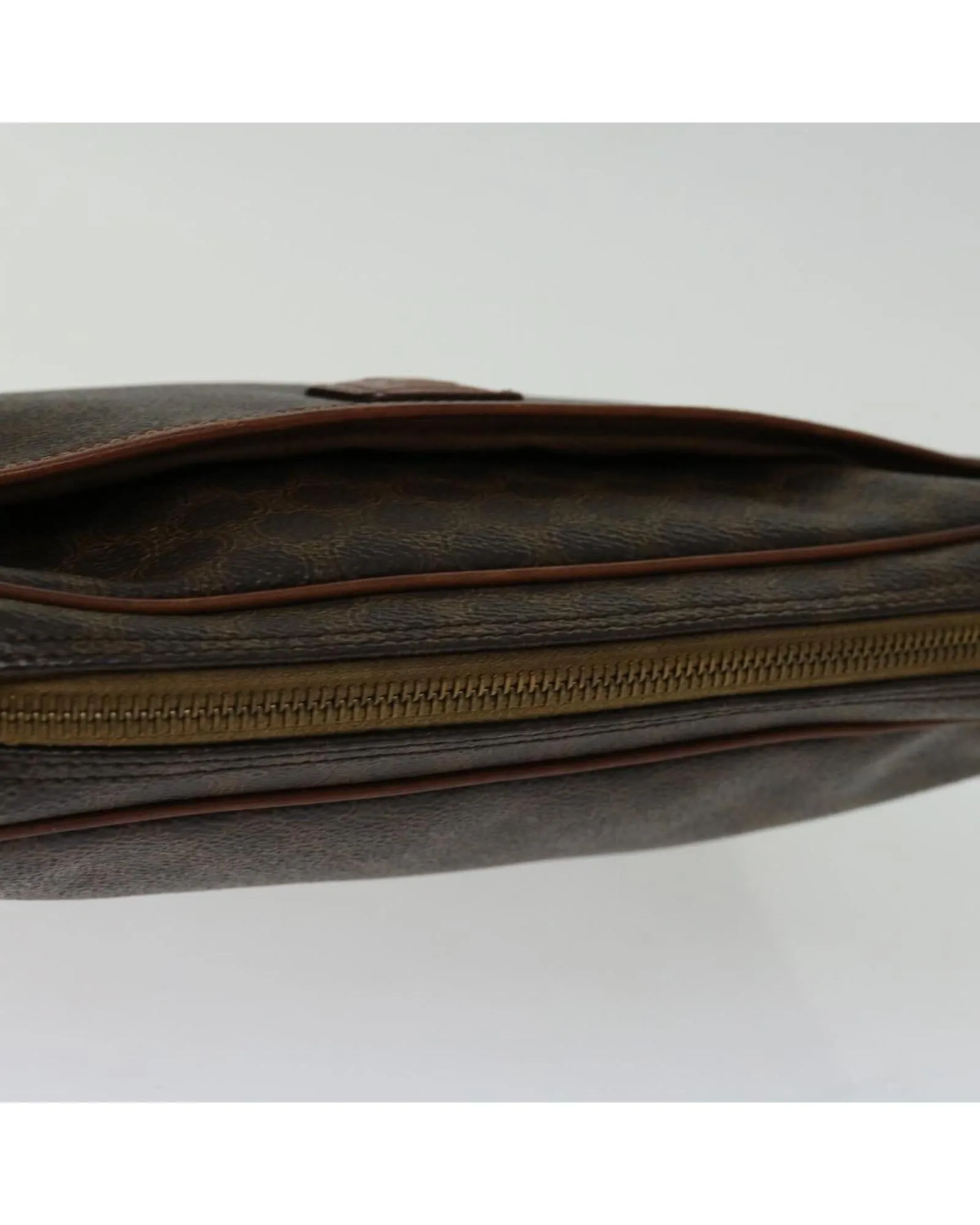 Brown Macadam Canvas Clutch Bag with PVC Leather Material - Italy Made