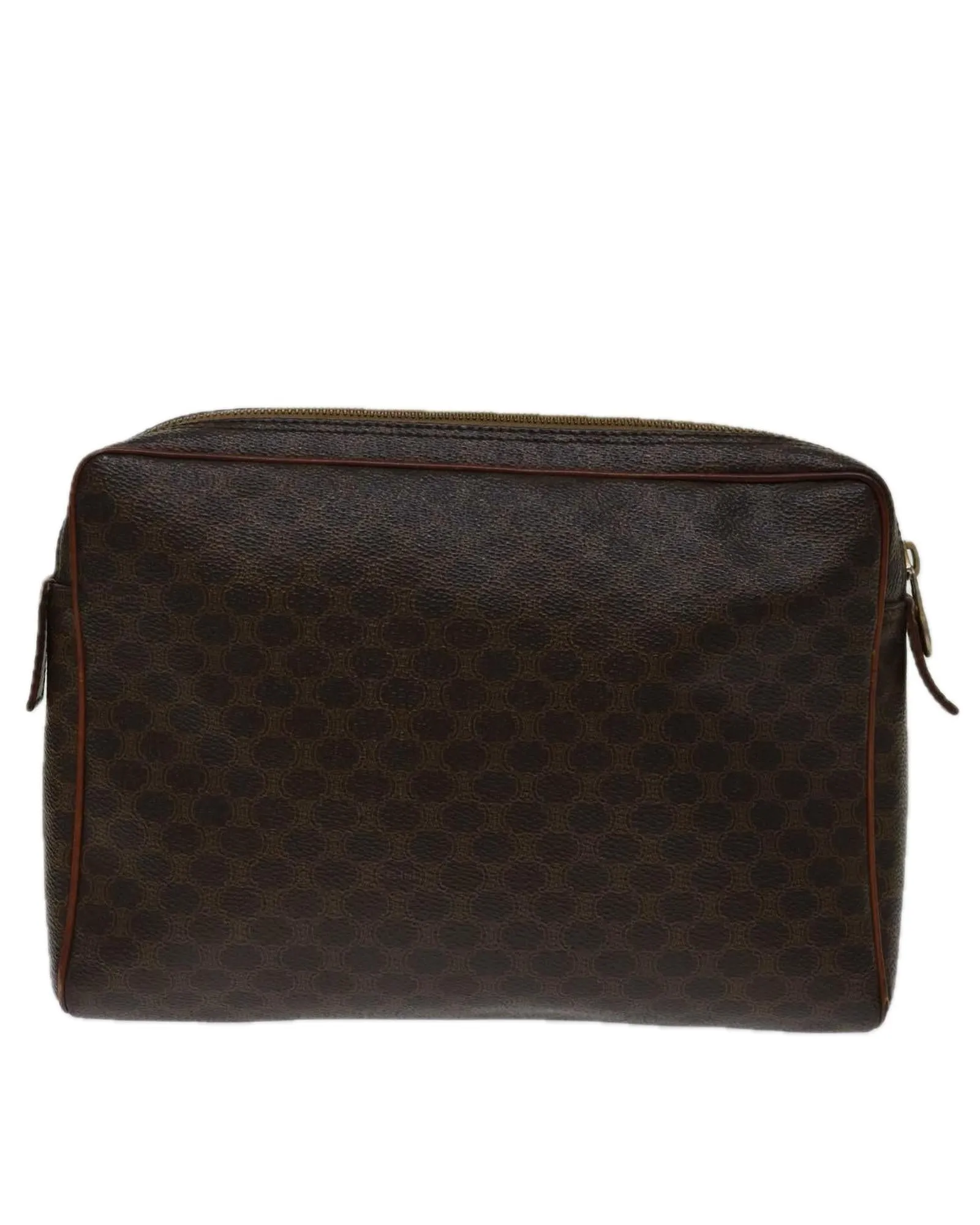 Brown Macadam Canvas Clutch Bag with PVC Leather Material - Italy Made