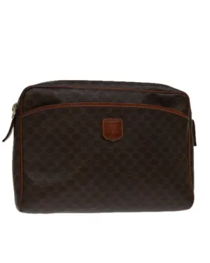 Brown Macadam Canvas Clutch Bag with PVC Leather Material - Italy Made
