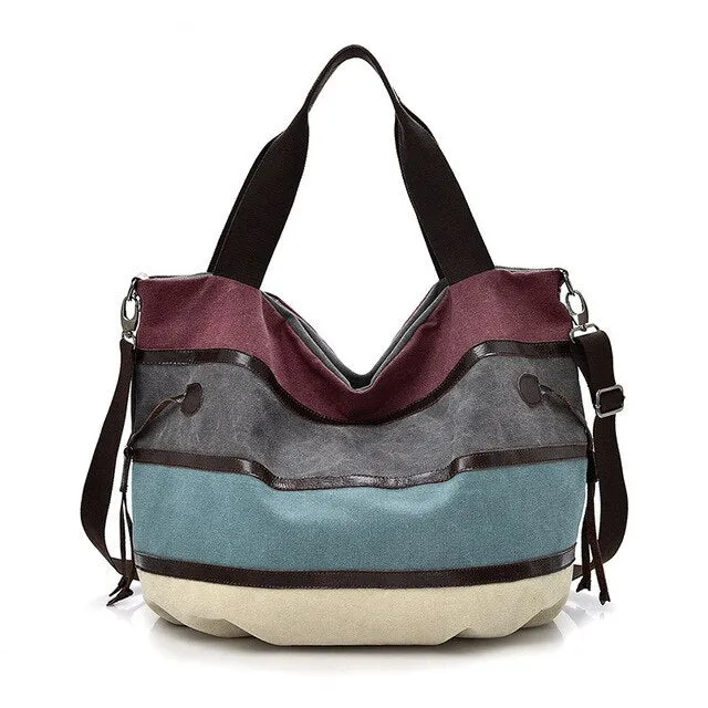 Canvas Bag Brand Women Handbag Fashion Patchwork Casual Female Shoulder Bags Large Capacity Bag Ladies Hand Bags bolso mujer sac
