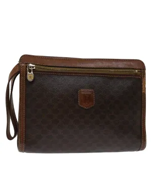 Canvas Clutch Bag with Brown PVC Leather by CELINE