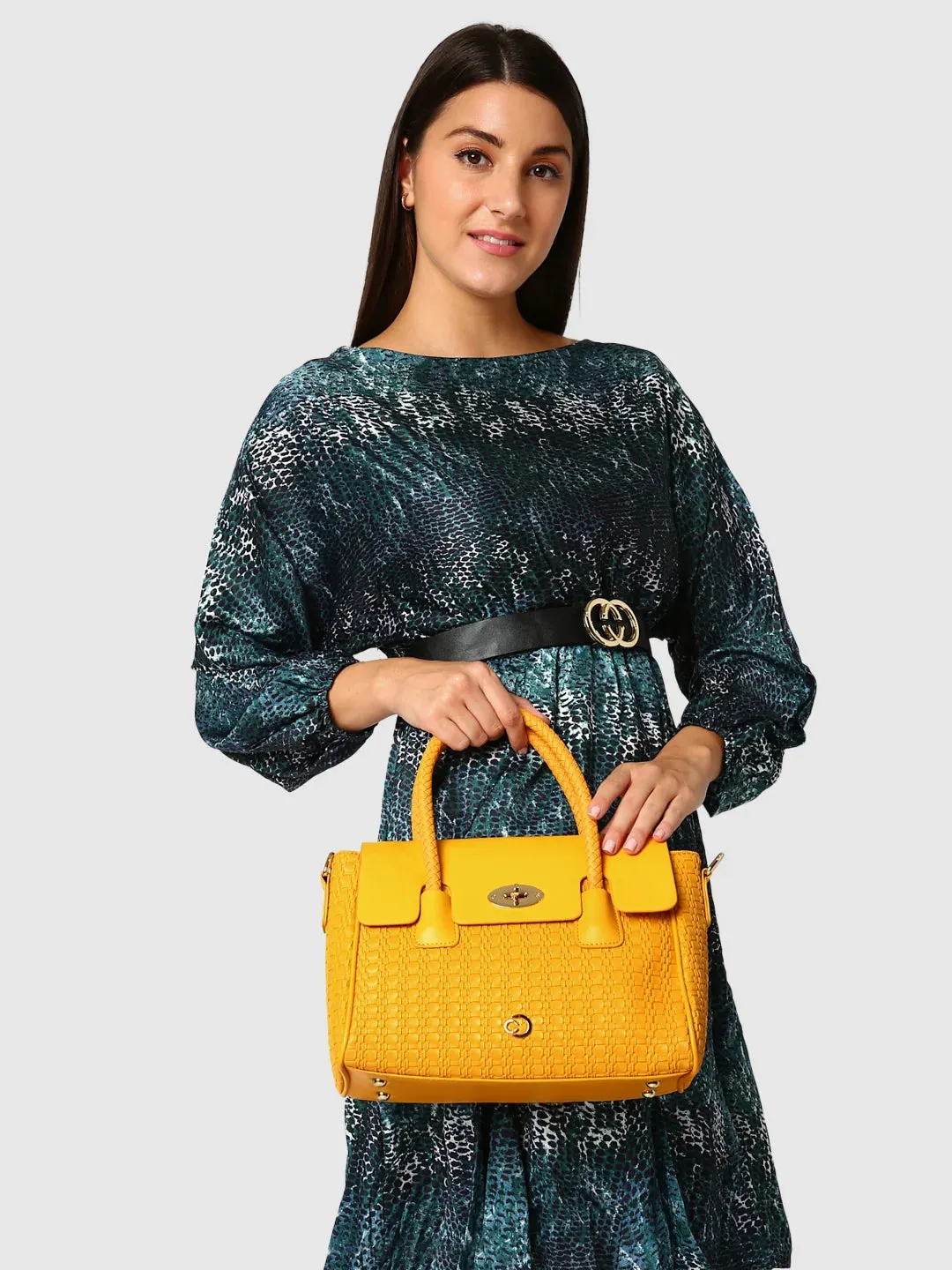 Caprese Andrea Tote Medium Office Handbag Yellow