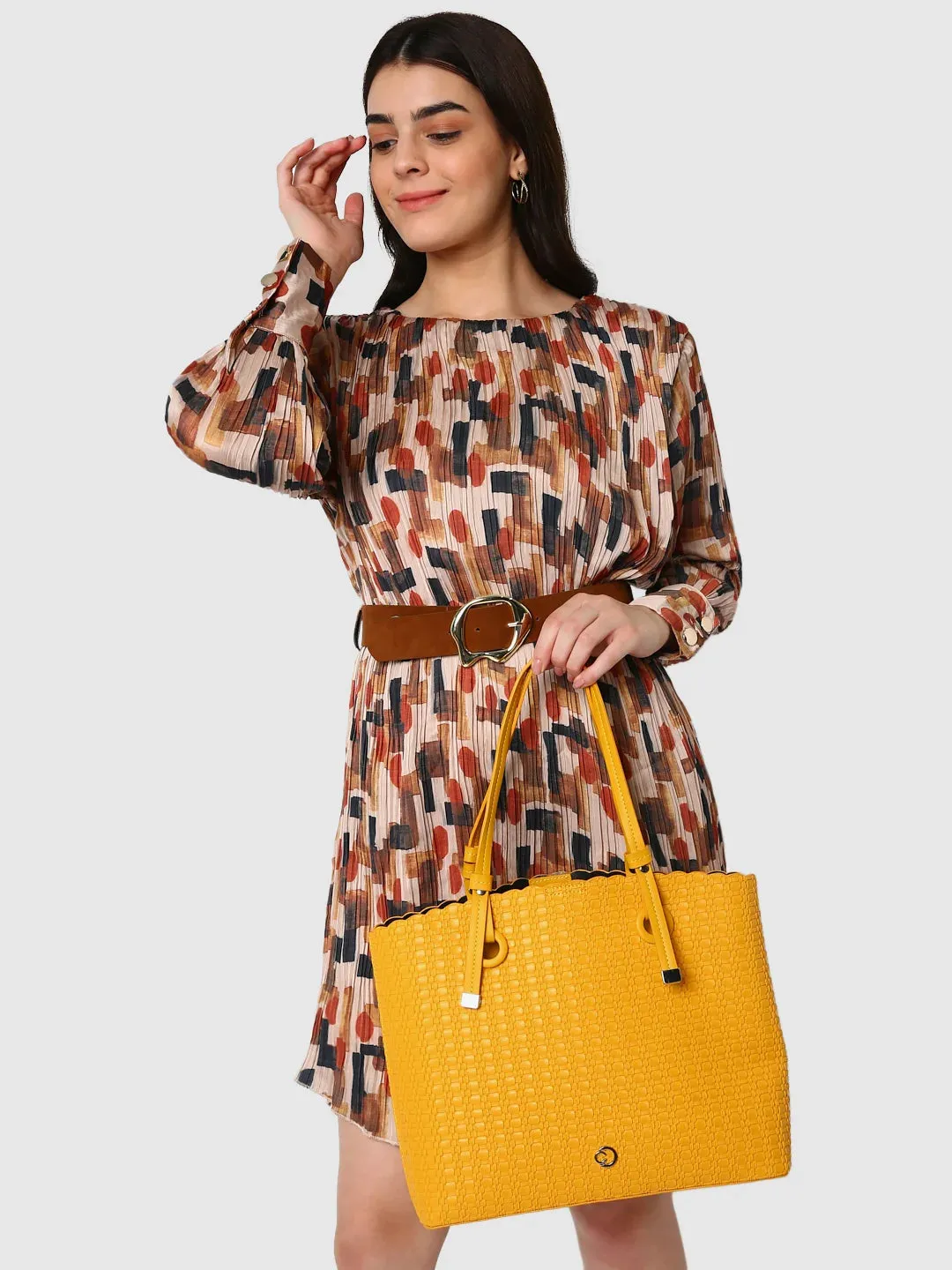 Caprese Andrea Tote Small Office Handbag Yellow
