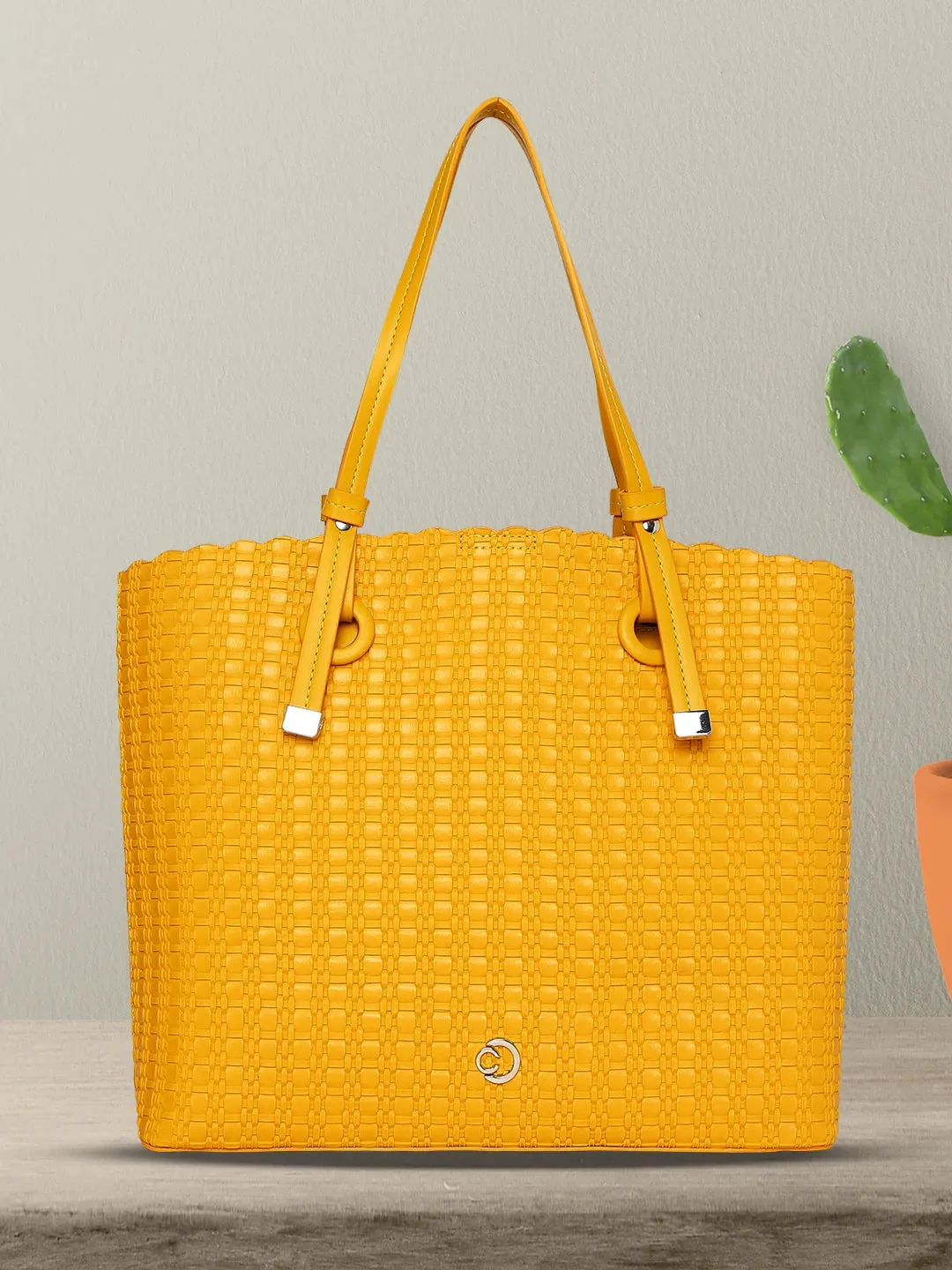 Caprese Andrea Tote Small Office Handbag Yellow